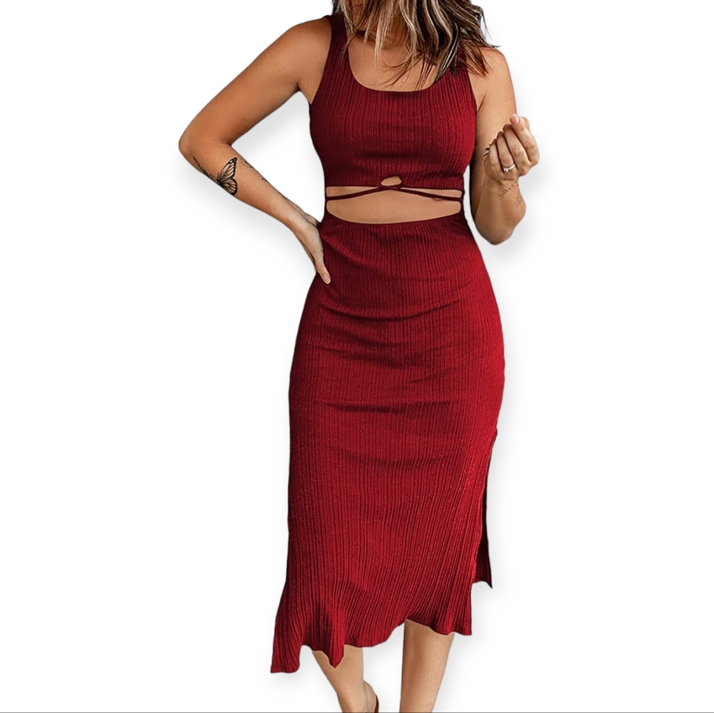 Hollow Out Twist Front Bodycon Dress